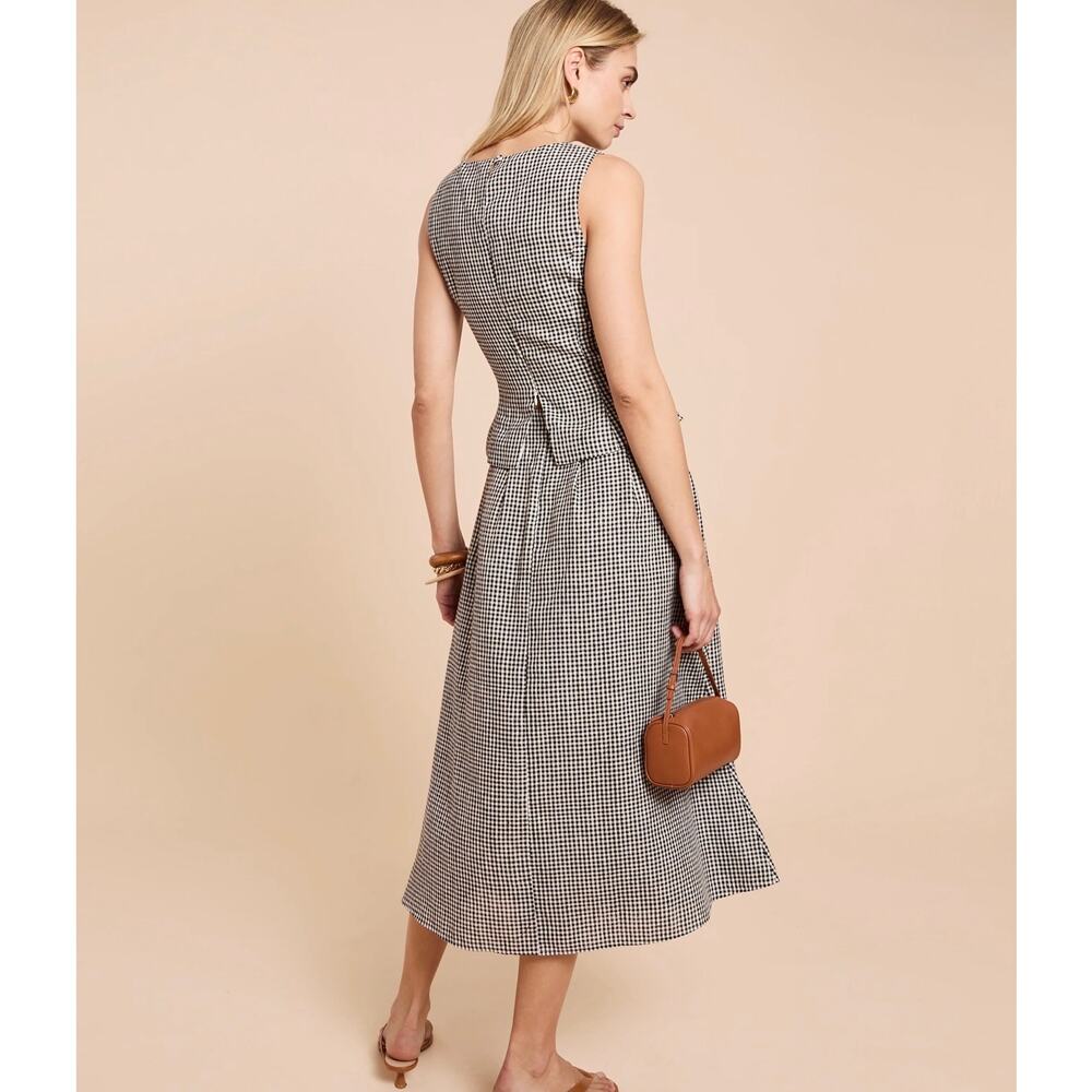 New few Moda O.P.T Aveline linen plaid skirt set $222 sz 12 - Picture 3 of 8